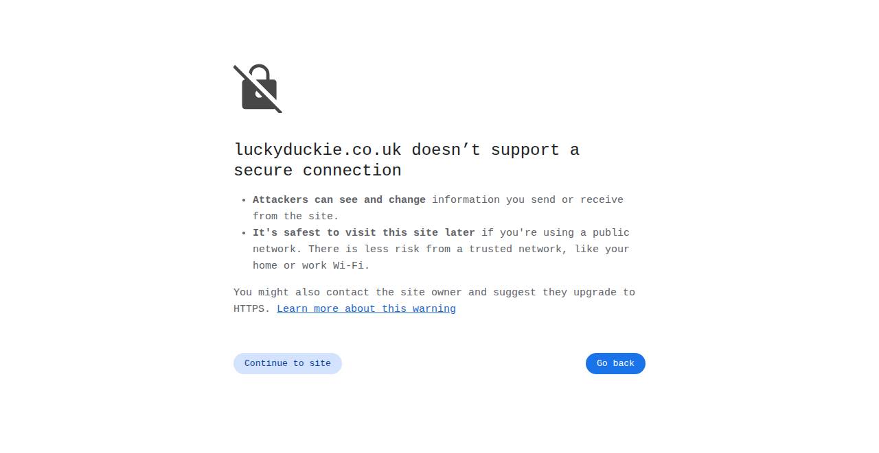 luckyduckie.co.uk homepage as a first-time visitor sees it