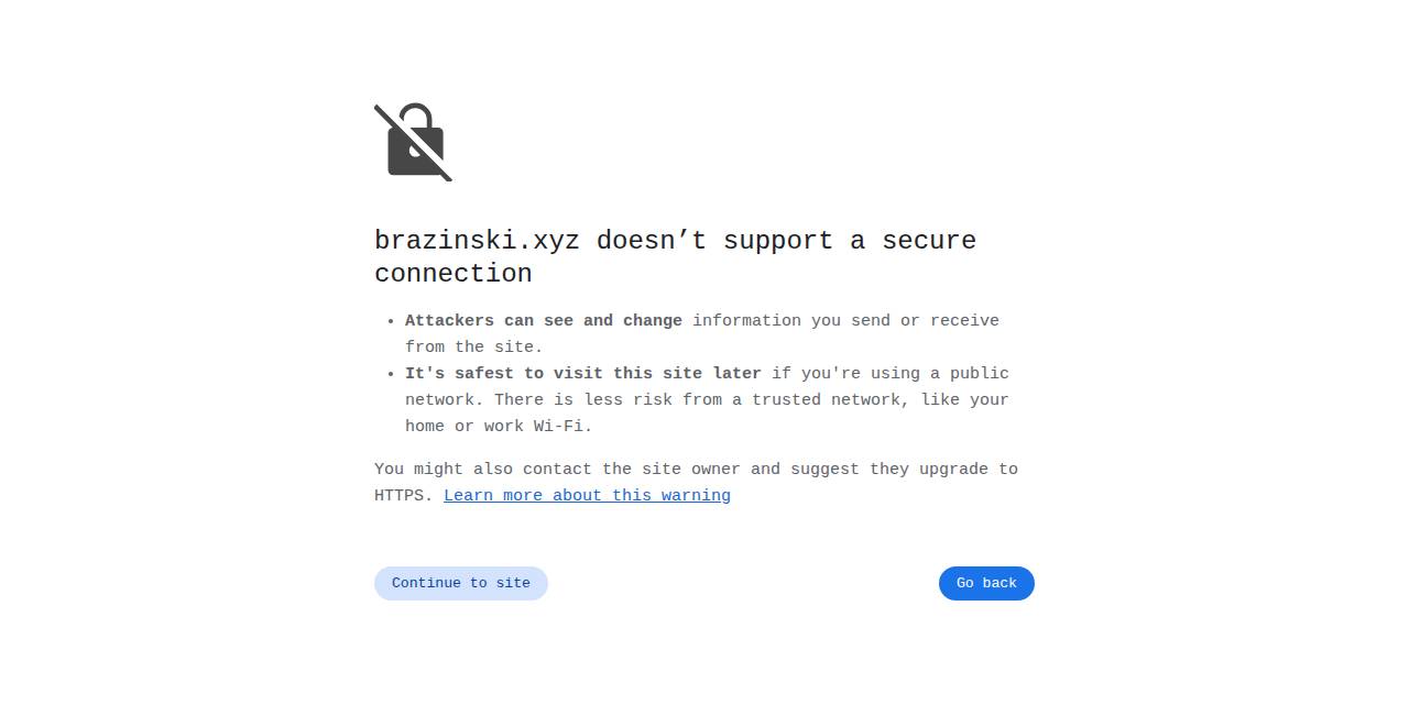 brazinski.xyz homepage as a first-time visitor sees it