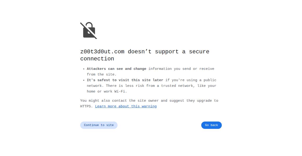 z00t3d0ut.com homepage as a first-time visitor sees it