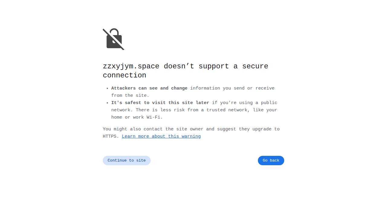 zzxyjym.space homepage as a first-time visitor sees it